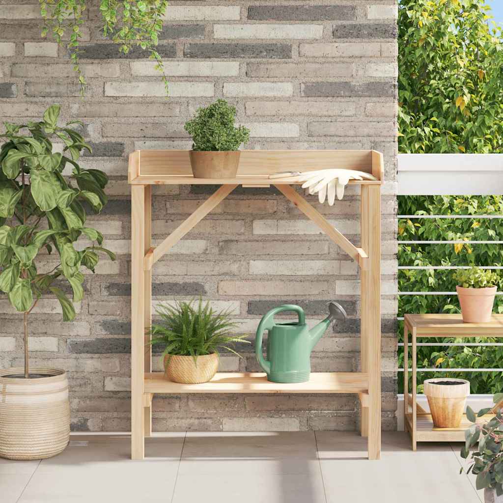 Vidaxx mesa de plantación con estante madera de pino resistente natural 75 x 40 x 90 cm