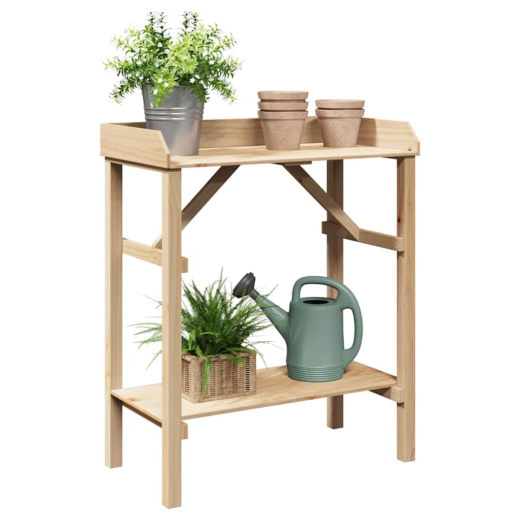 Vidaxx mesa de plantación con estante madera de pino resistente natural 75 x 40 x 90 cm