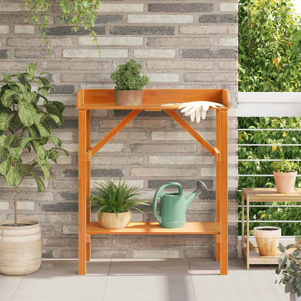 VidaXL mesa de plantación con estante marrón 75 x 40 x 90 cm madera maciza de pino