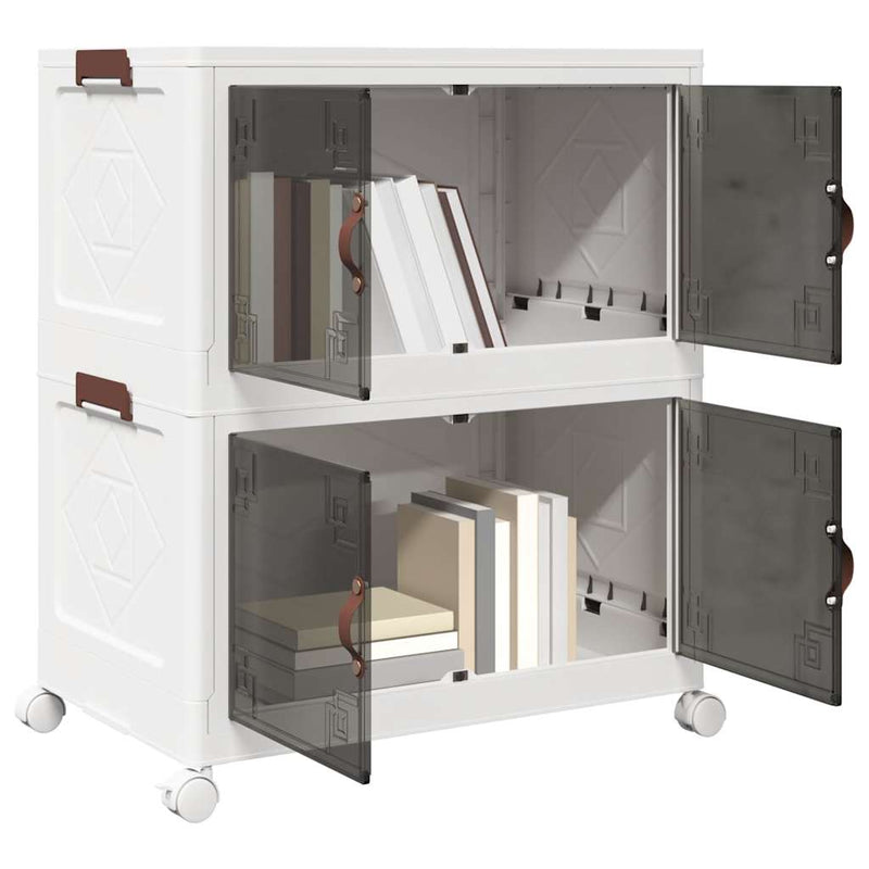 Caja de almacenamiento Vidaxl apilable con ruedas de 2 capas 75 L 64x40x76 cm