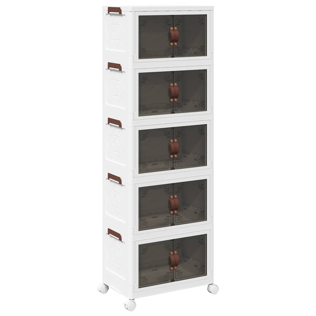 Caja de almacenamiento Vidaxl apilable con ruedas de 5 capas 28 L 48.5x29.5x139 cm