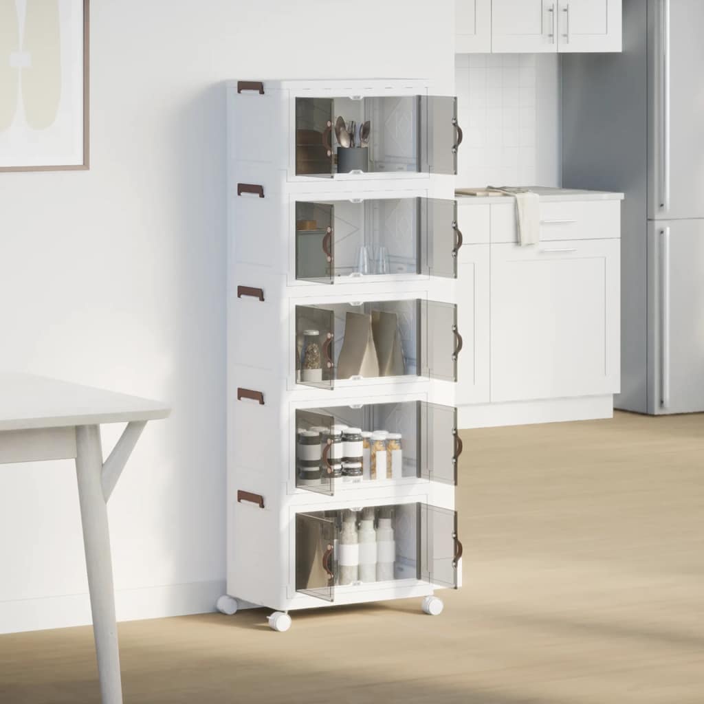 Caja de almacenamiento Vidaxl apilable con ruedas de 5 capas 28 L 48.5x29.5x139 cm