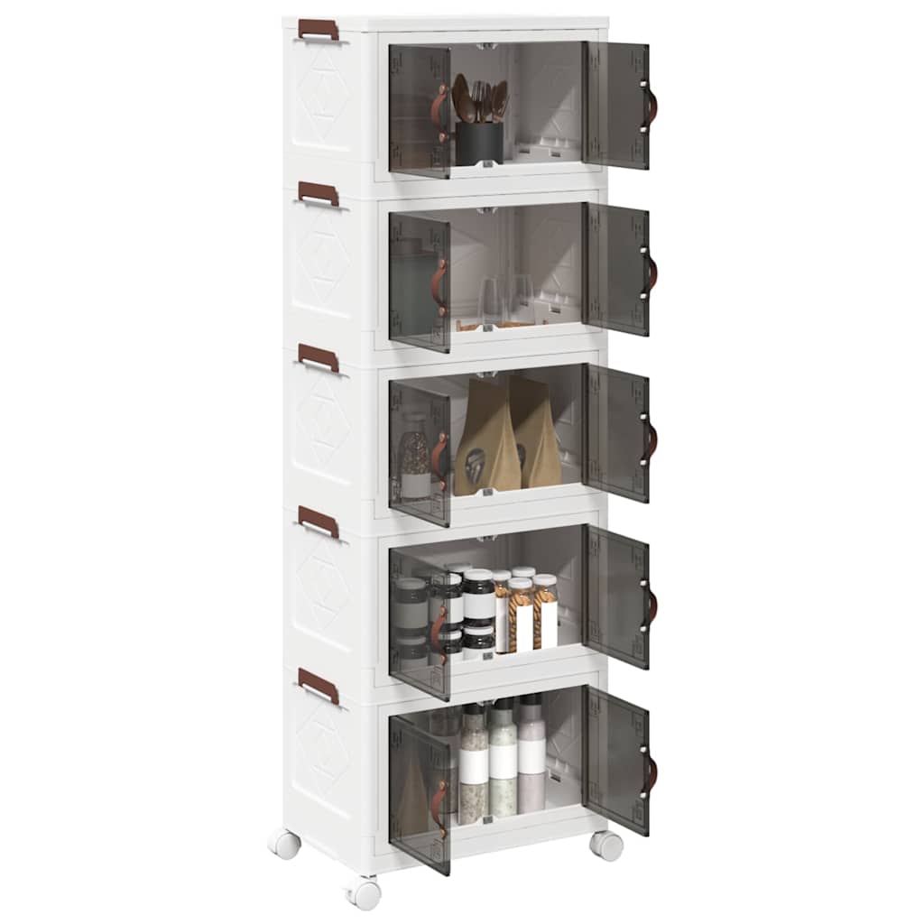 Caja de almacenamiento Vidaxl apilable con ruedas de 5 capas 28 L 48.5x29.5x139 cm