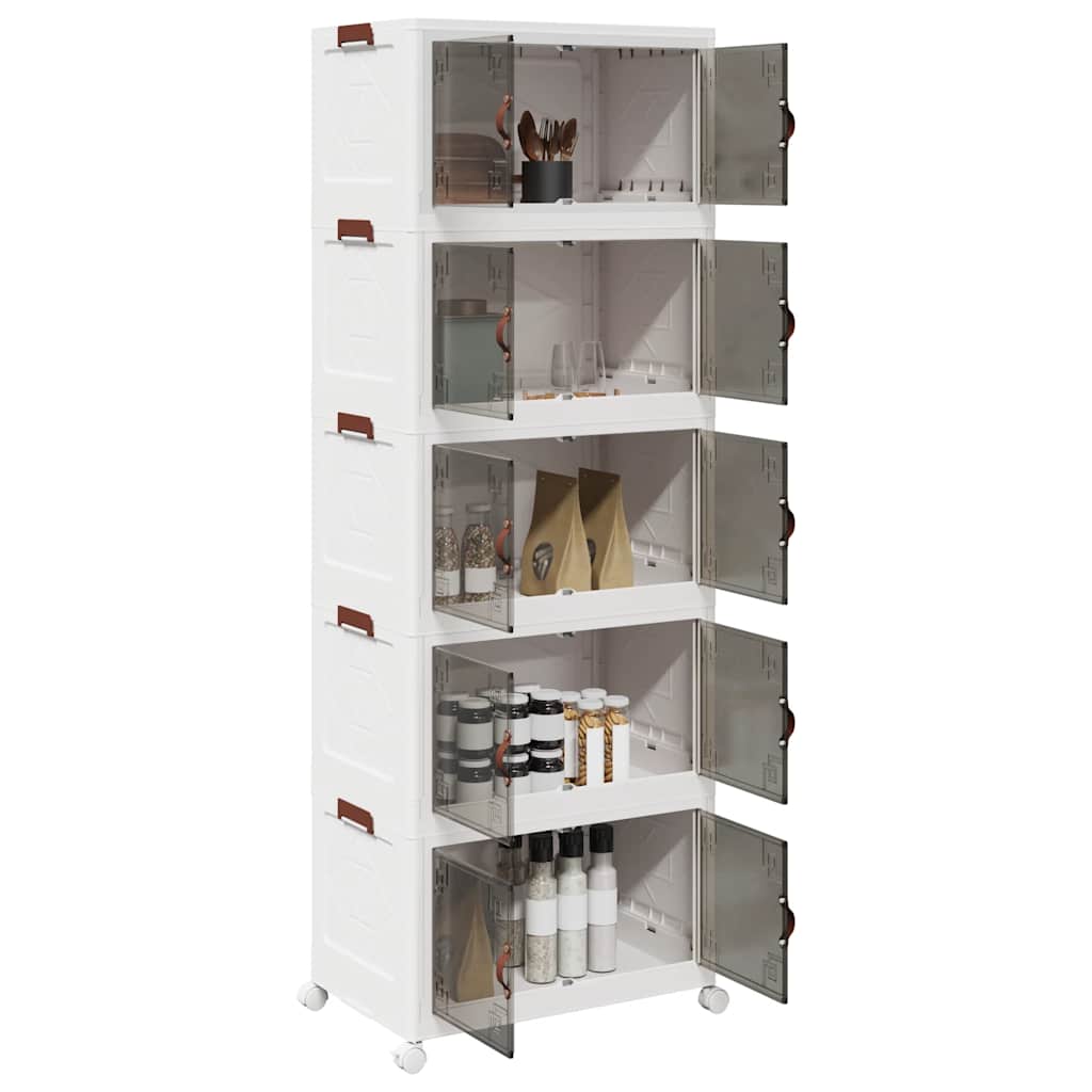 Caja de almacenamiento Vidaxl apilable con ruedas de 5 capas 75 L 64x40x179 cm