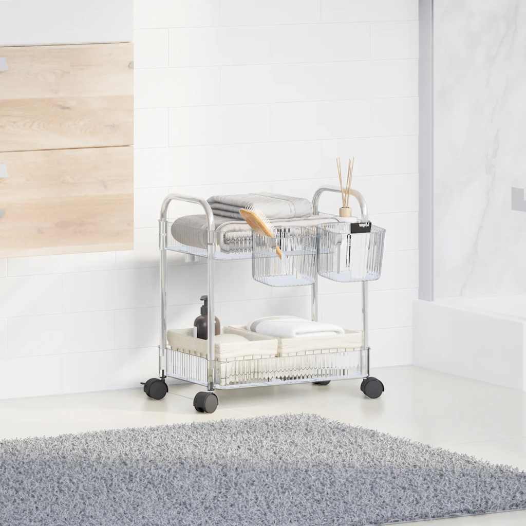 Vidaxl Storage Trolley a 2 strati 37x28x43,5 cm Acrilico trasparente