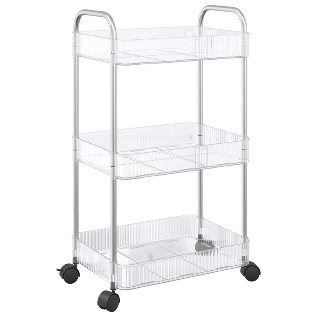 Vidaxl Storage Trolley 3 capas 37x28x68 cm acrílico transparente