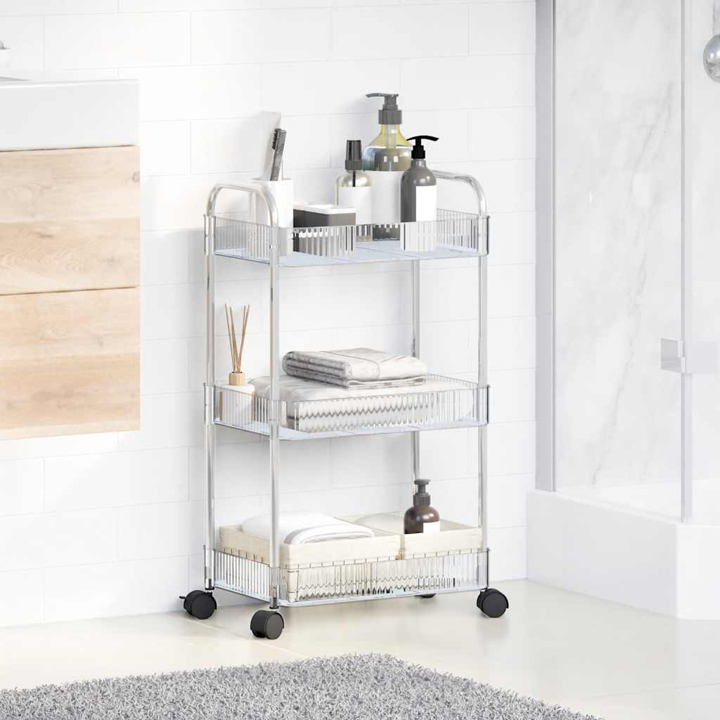 Vidaxl Storage Trolley 3 capas 37x28x68 cm acrílico transparente