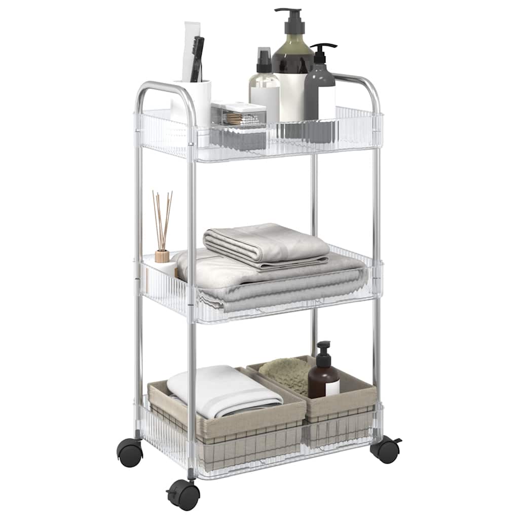 Vidaxl Storage Trolley 3 capas 37x28x68 cm acrílico transparente
