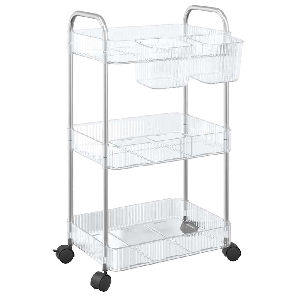 Vidaxl Storage Trolley 3-strato 37x28x68 cm Acrilico trasparente