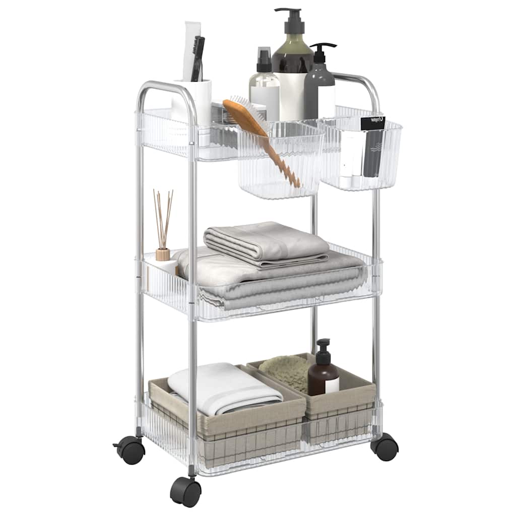 Vidaxl Storage Trolley 3-strato 37x28x68 cm Acrilico trasparente