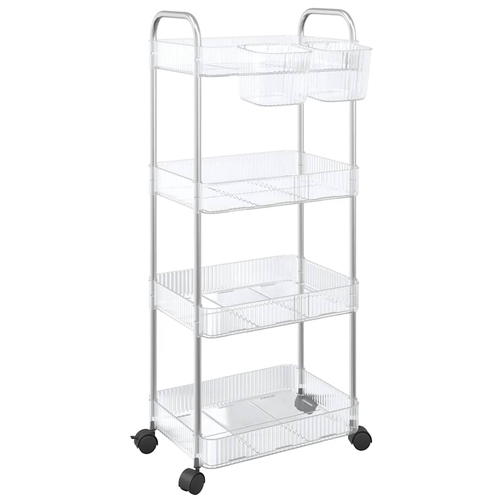 Vidaxl Storage Trolley a 4 strati 37x28x95 cm Acrilico trasparente
