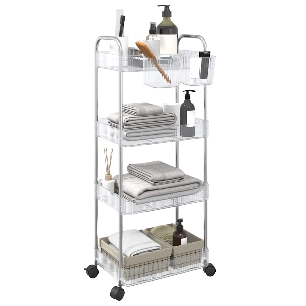 Vidaxl Storage Trolley a 4 strati 37x28x95 cm Acrilico trasparente