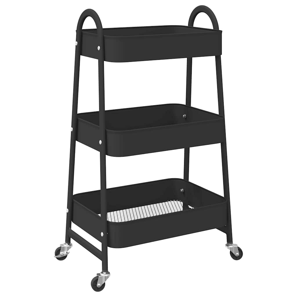 Vidaxl Storage Trolley 3 capas 42x41.5x77 cm de acero negro