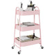 Vidaxl Storage Trolley 3 capas 42x41.5x77 cm de acero rosa