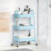 Vidaxl Storage Trolley a 3 strati 42x41.5x77 cm in acciaio blu
