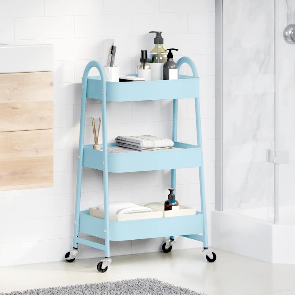 Vidaxl Storage Trolley 3 capas 42x41.5x77 cm de acero azul