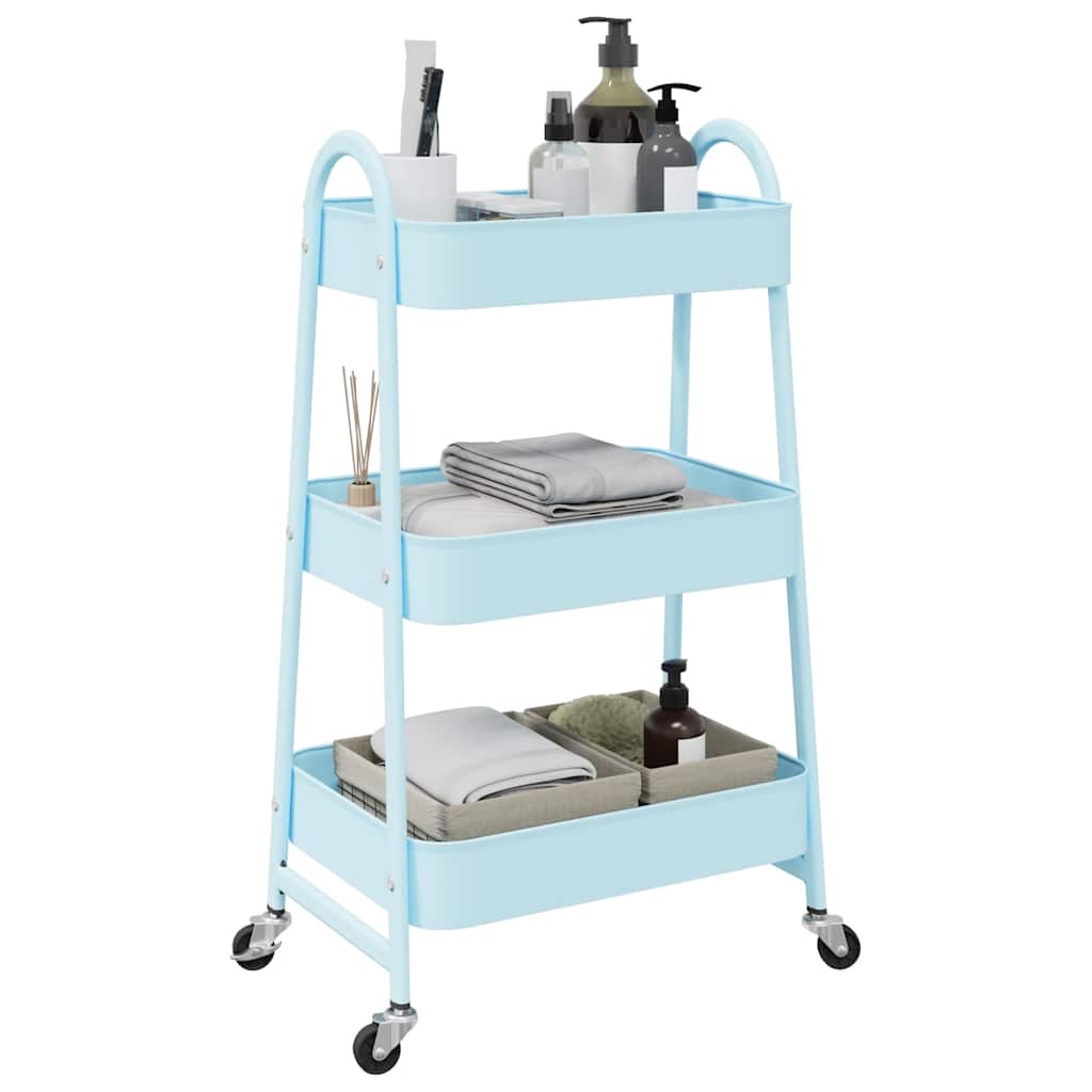 Vidaxl Storage Trolley 3 capas 42x41.5x77 cm de acero azul