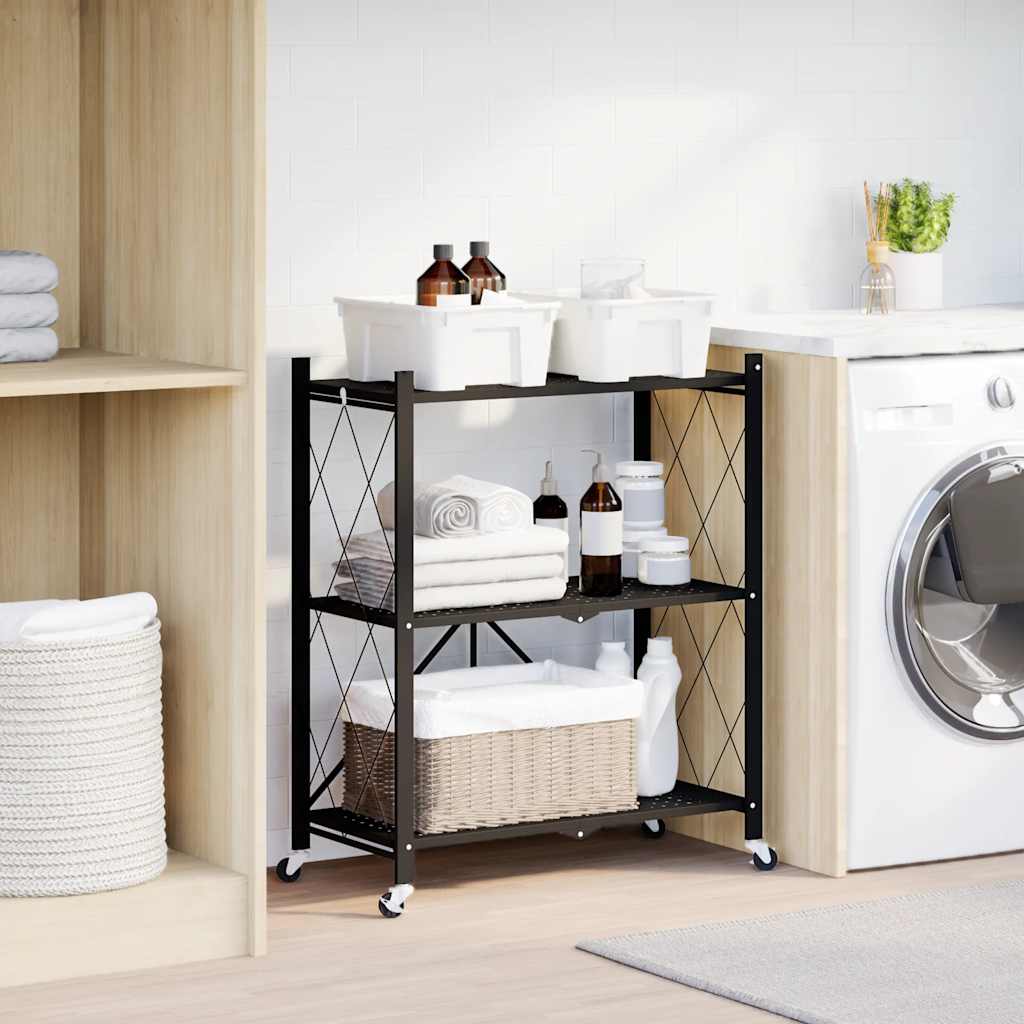 Vidaxl Storage Rack on Wheels 71x34x88 cm de acero negro