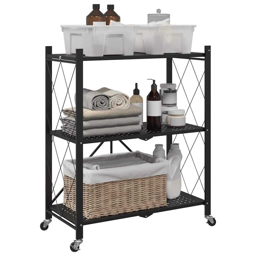Vidaxl Storage Rack on Wheels 71x34x88 cm de acero negro