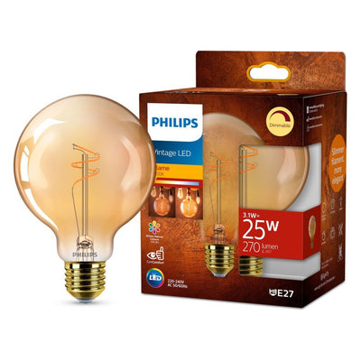 Philips vintage led dimbare globe g95 e27 60w amberkleurig glas