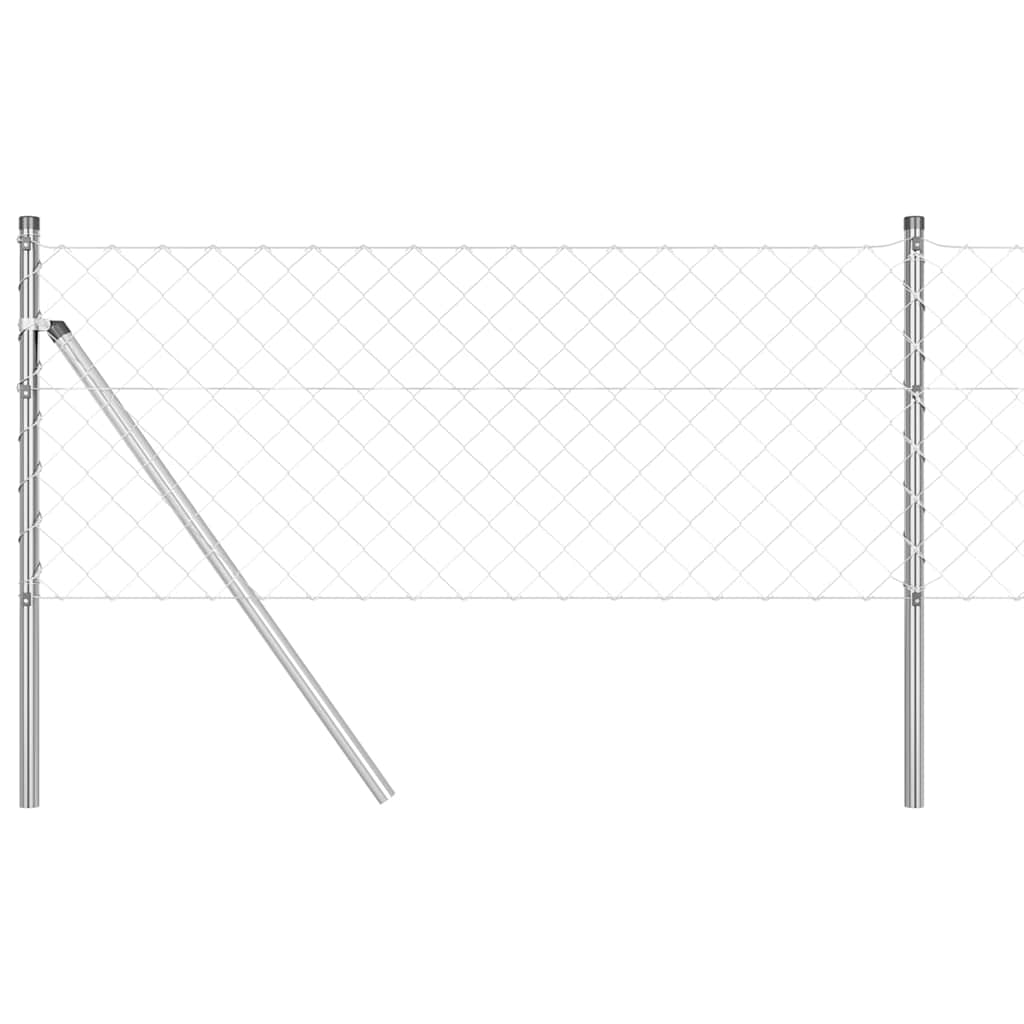 Vidaxl afrasteringspaal zilver 25 x 0,8 m (60 x 60 mm gaas) staal