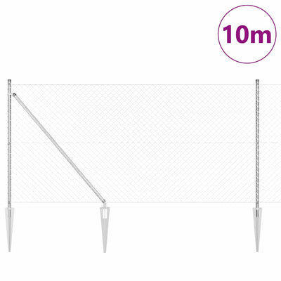 Vidaxl afrasteringspaal zilver 10 x 1 m (40 x 40 mm gaas) staal