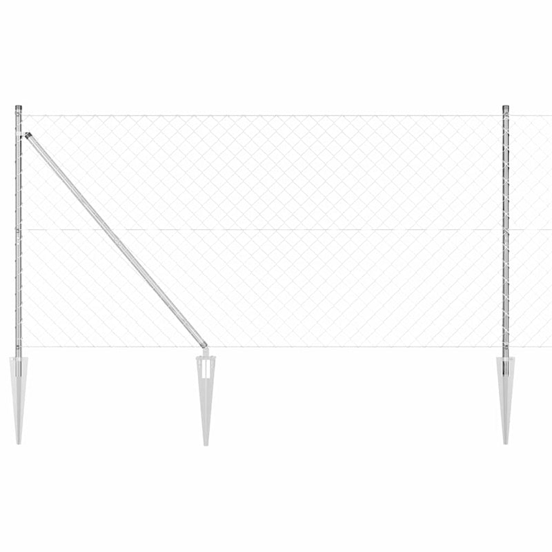 Vidaxl afrasteringspaal zilver 10 x 1,2 m (60 x 60 mm gaas) staal
