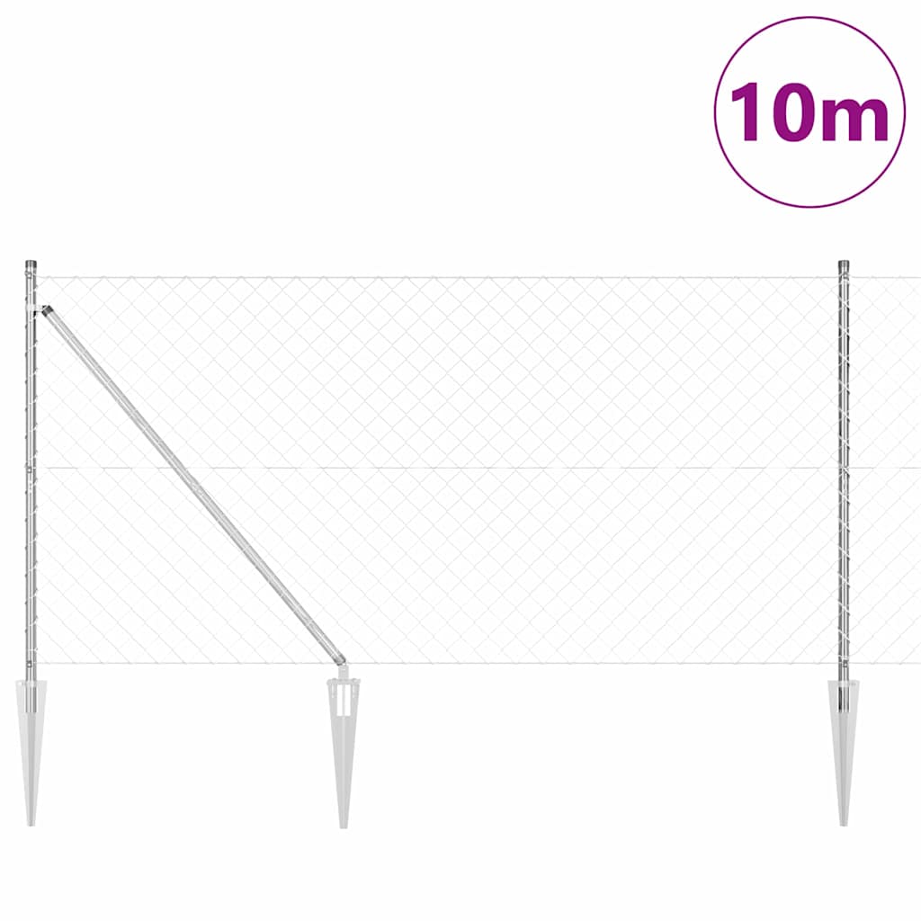 Vidaxl afrasteringspaal zilver 10 x 1,4 m (60 x 60 mm gaas) staal