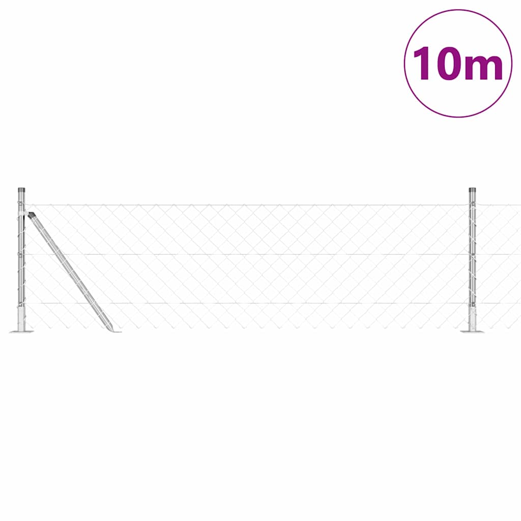 Poste para valla Vidaxl plateado 10 x 0,4 m (malla 60 x 60 mm) acero
