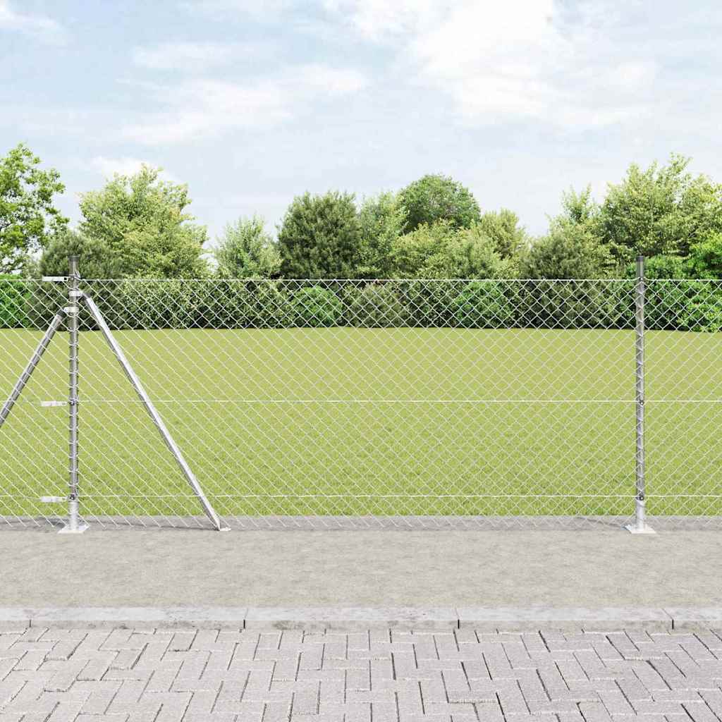 Vidaxl afrasteringspaal zilver 25 x 0,8 m (60 x 60 mm gaas) staal