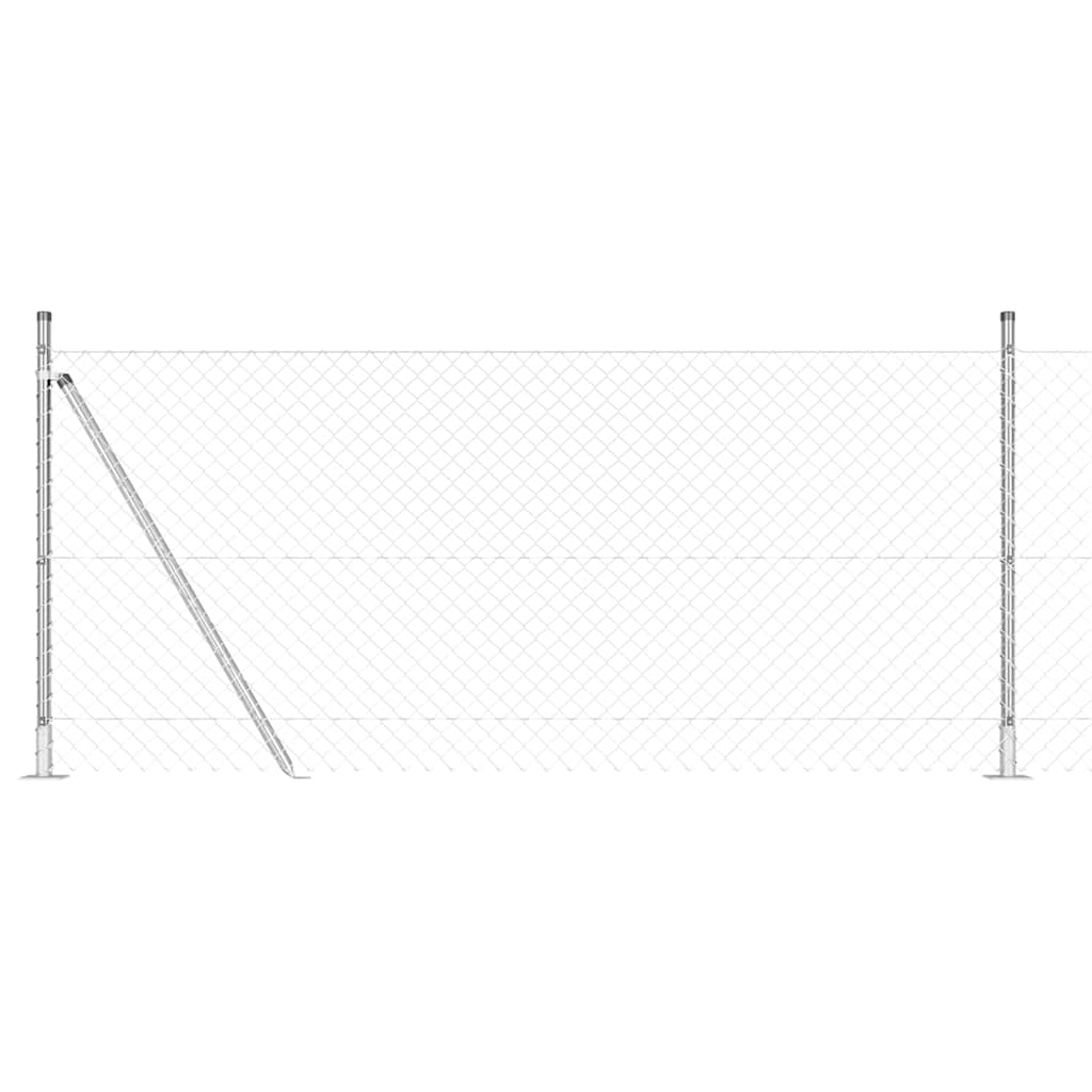Vidaxl afrasteringspaal zilver 25 x 0,8 m (60 x 60 mm gaas) staal