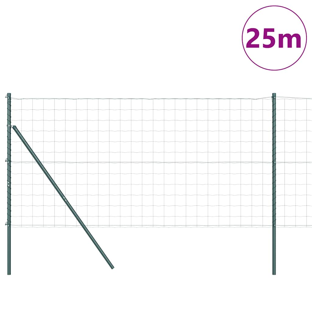 Valla vidaxxl con poste verde 1 x 25 m acero