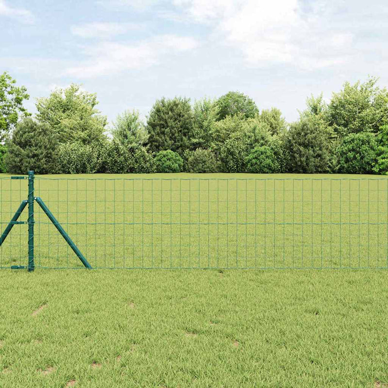 Vidaxl hek met paal groen 0,6 x 25 m staal en pvc