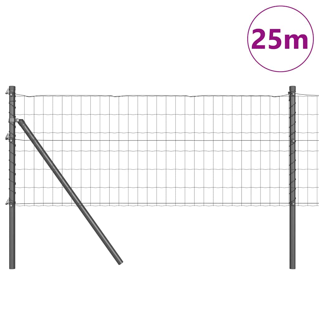 Valla vidaxl con poste gris 0,8 x 25 m acero y PVC