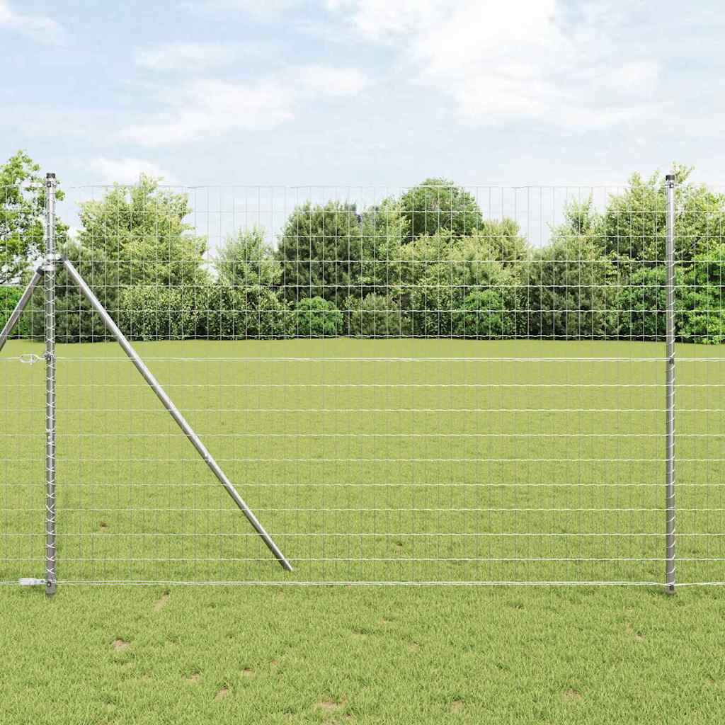 Valla vidaxl con poste plata 1,5 x 10 m acero y PVC