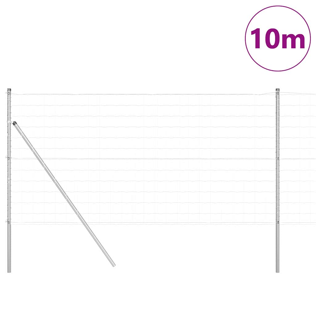 Valla vidaxl con poste plata 1 x 10 m acero y PVC