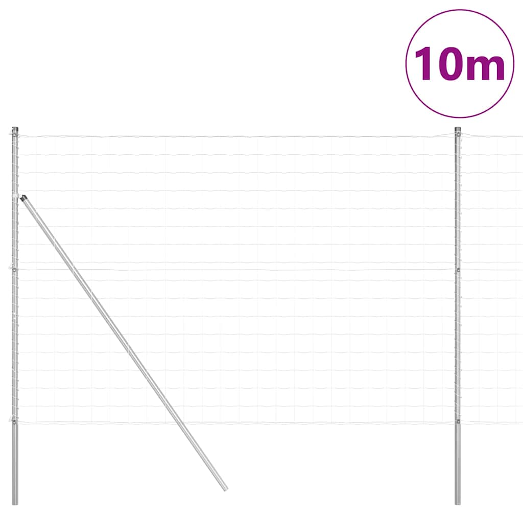 Valla vidaxl con poste plata 1,6 x 10 m acero y PVC