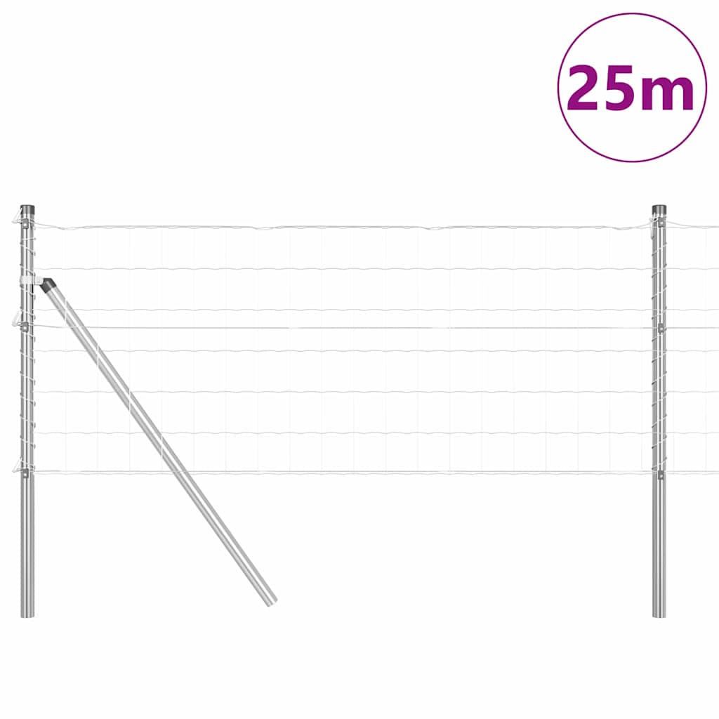 Valla vidaxxl con poste plata 0,6 x 25 m acero y PVC
