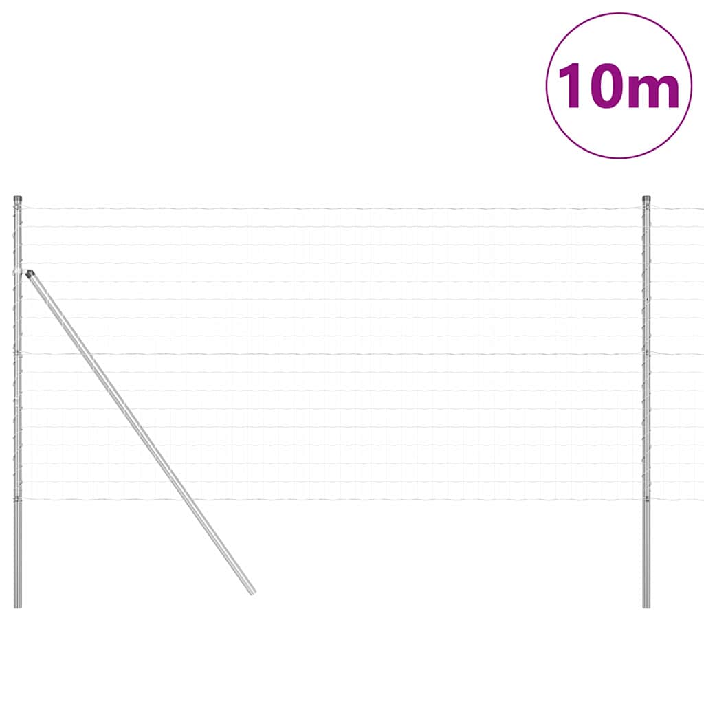 Valla vidaxl con poste plata 1,4 x 10 m acero y PVC
