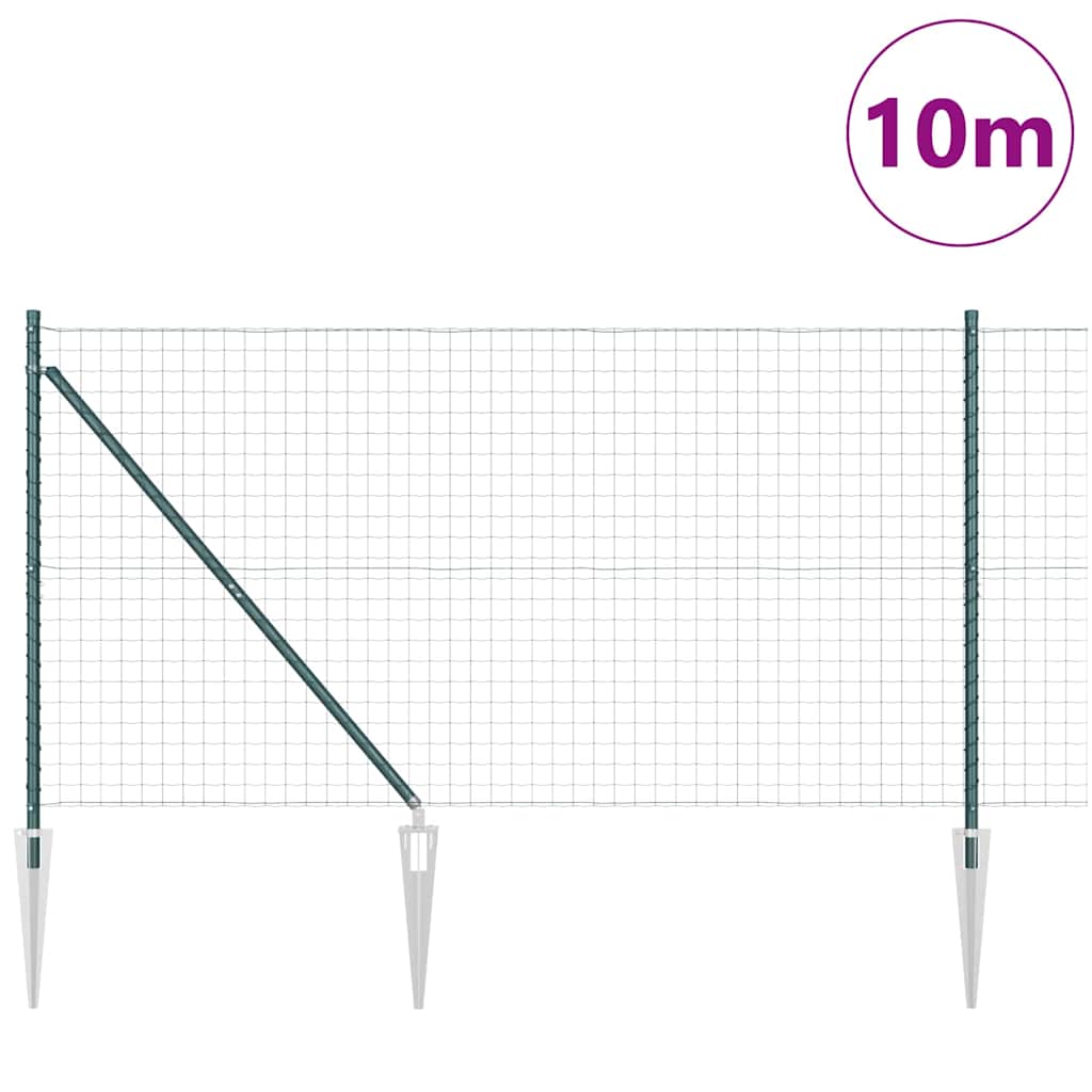 Valla vidaxxl con poste verde 1,4 x 10 m acero y PVC