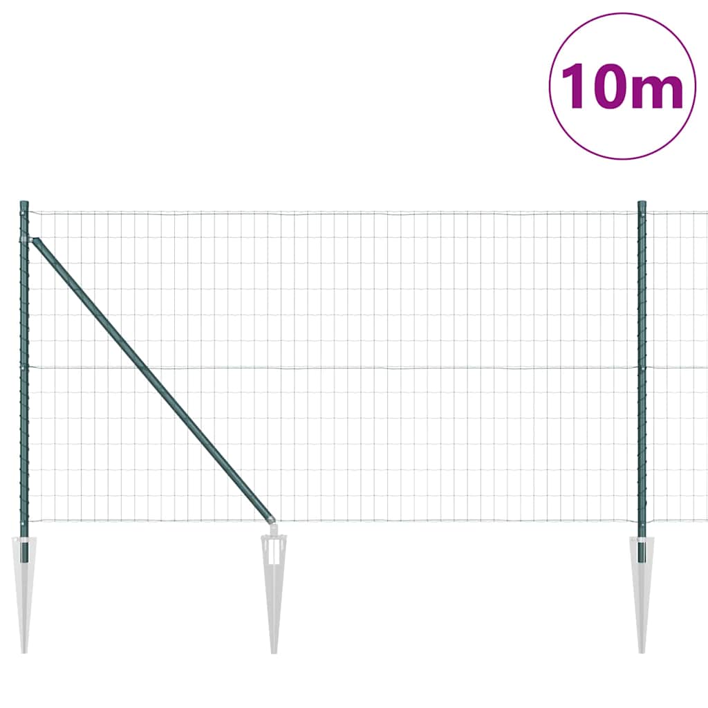 Valla vidaxxl con poste verde 1 x 10 m acero y PVC