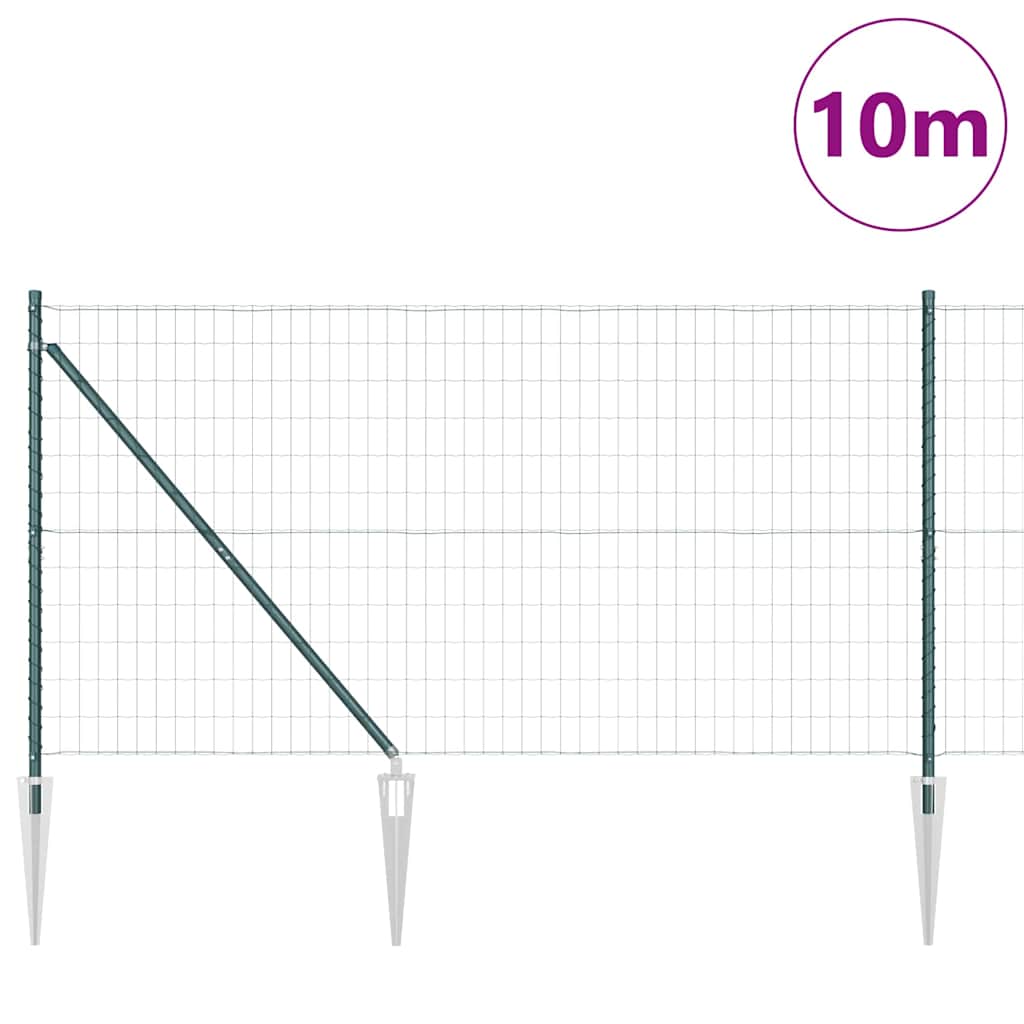 Valla vidaxxl con poste verde 1,4 x 10 m acero y PVC