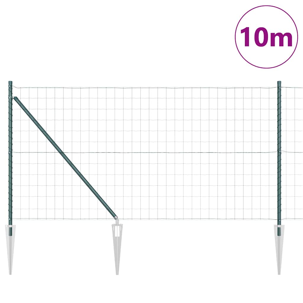 Valla vidaxxl con poste verde 1 x 10 m acero y PVC