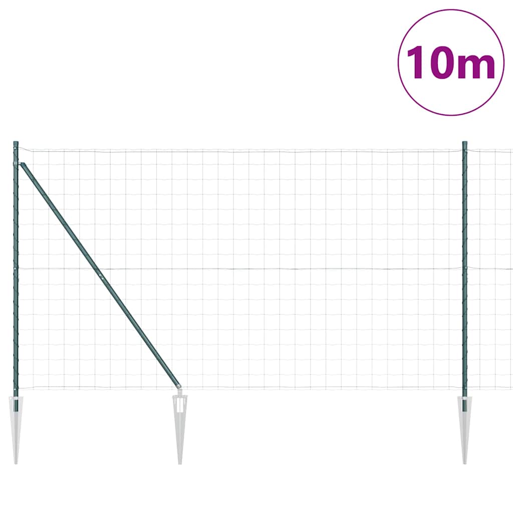 Valla vidaxxl con poste verde 1,5 x 10 m acero