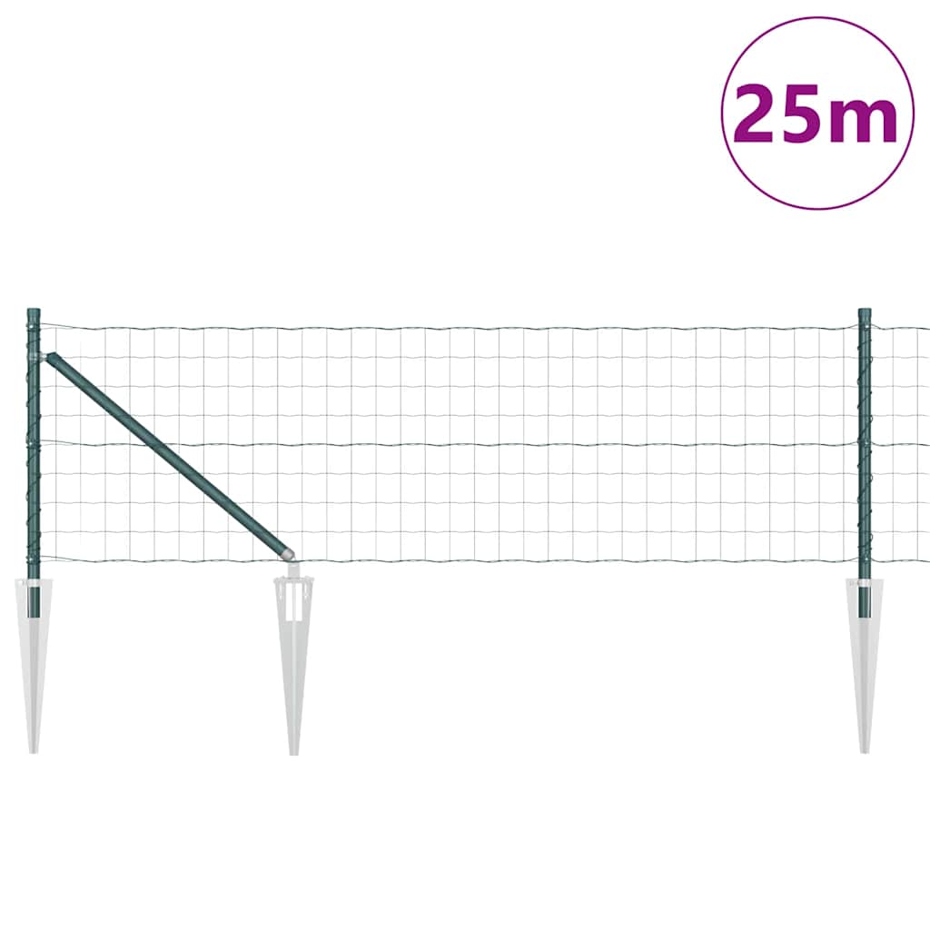 Valla vidaxxl con poste verde 0,4 x 25 m acero y PVC