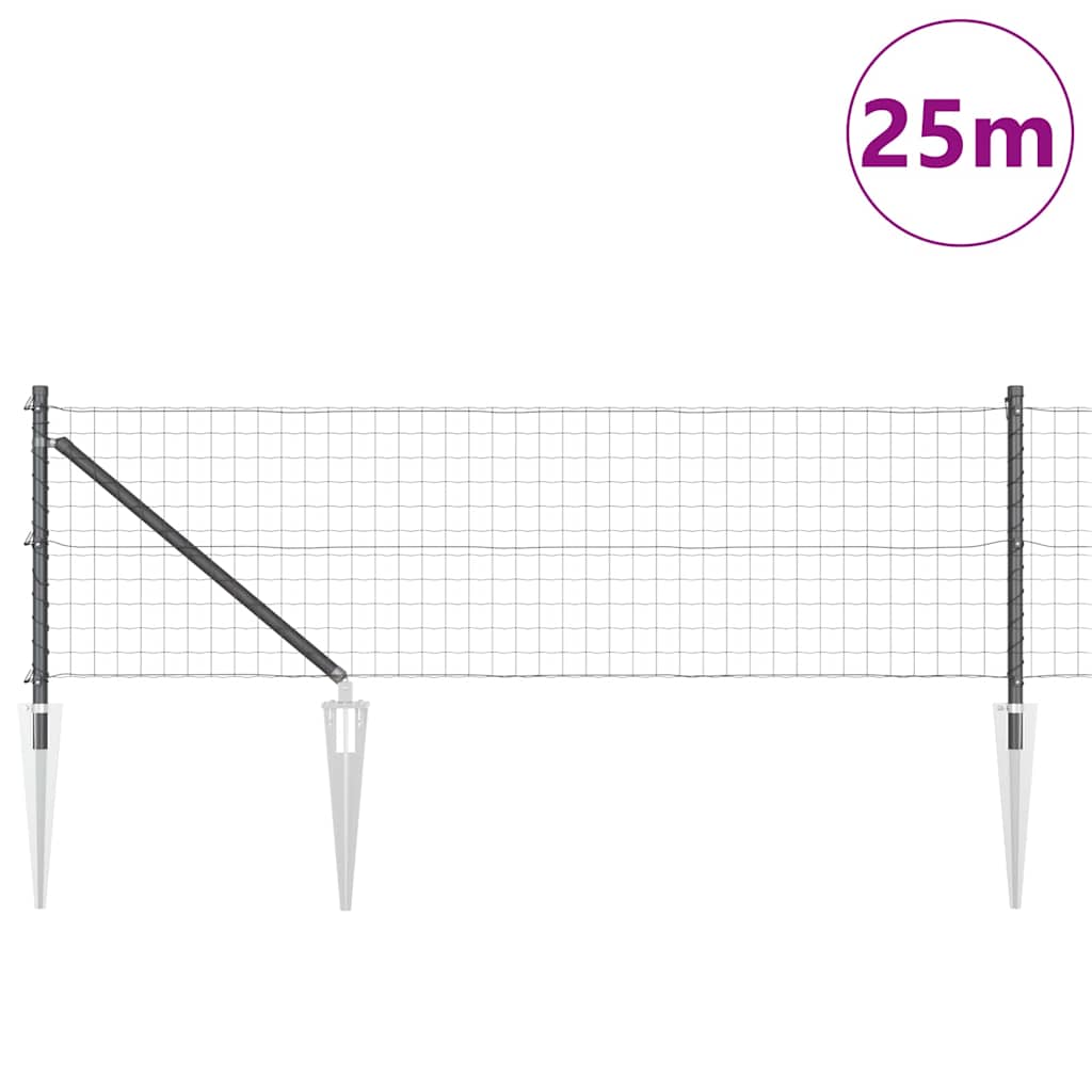 Valla vidaxl con poste gris 0,4 x 25 m acero y PVC