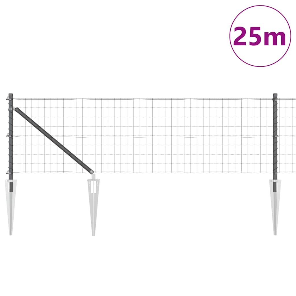 Valla vidaxl con poste gris 0,4 x 25 m acero y PVC