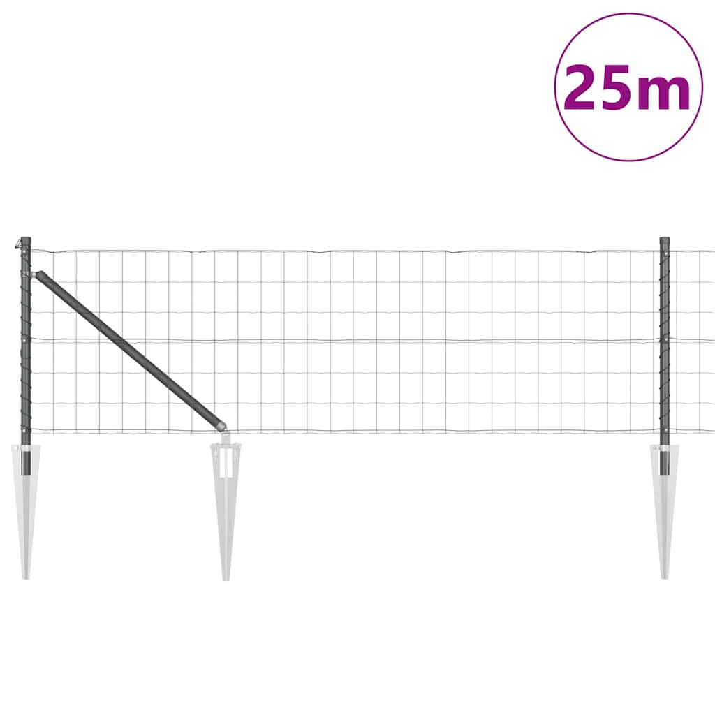 Valla vidaxl con poste gris 0,4 x 25 m acero y PVC