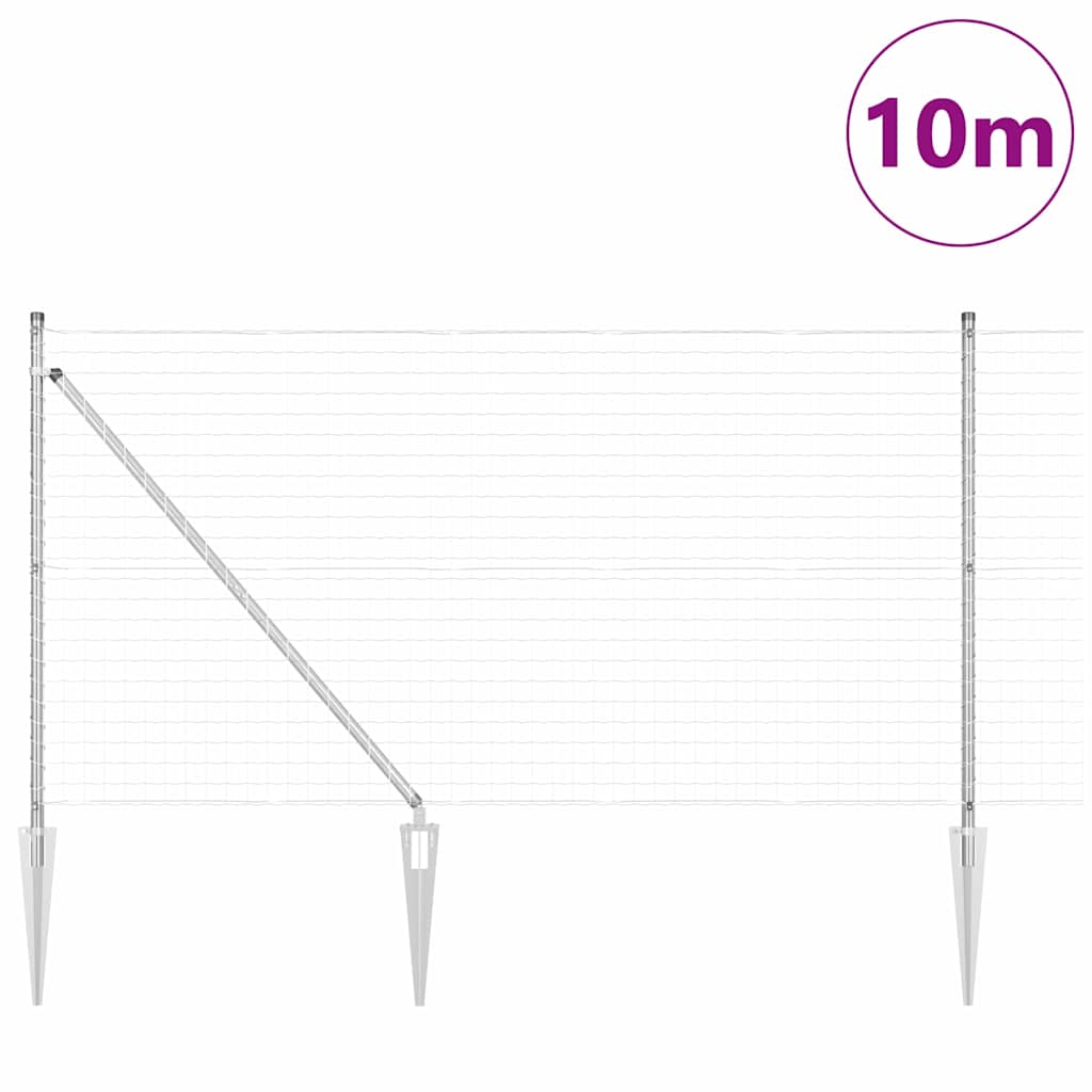 Valla vidaxxl con poste plata 1 x 10 m acero