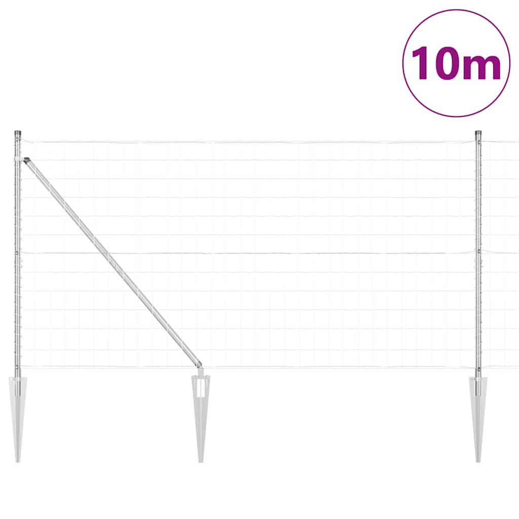 Valla vidaxxl con poste plata 1,2 x 10 m acero